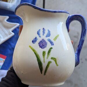Vintage Half Pint Ceramic Floral Iris Pitcher